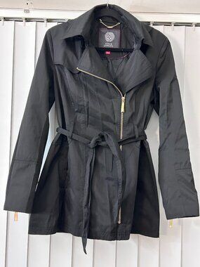 Women's Vince Camuto Black Trench Jacket Size Medium Like New Condition